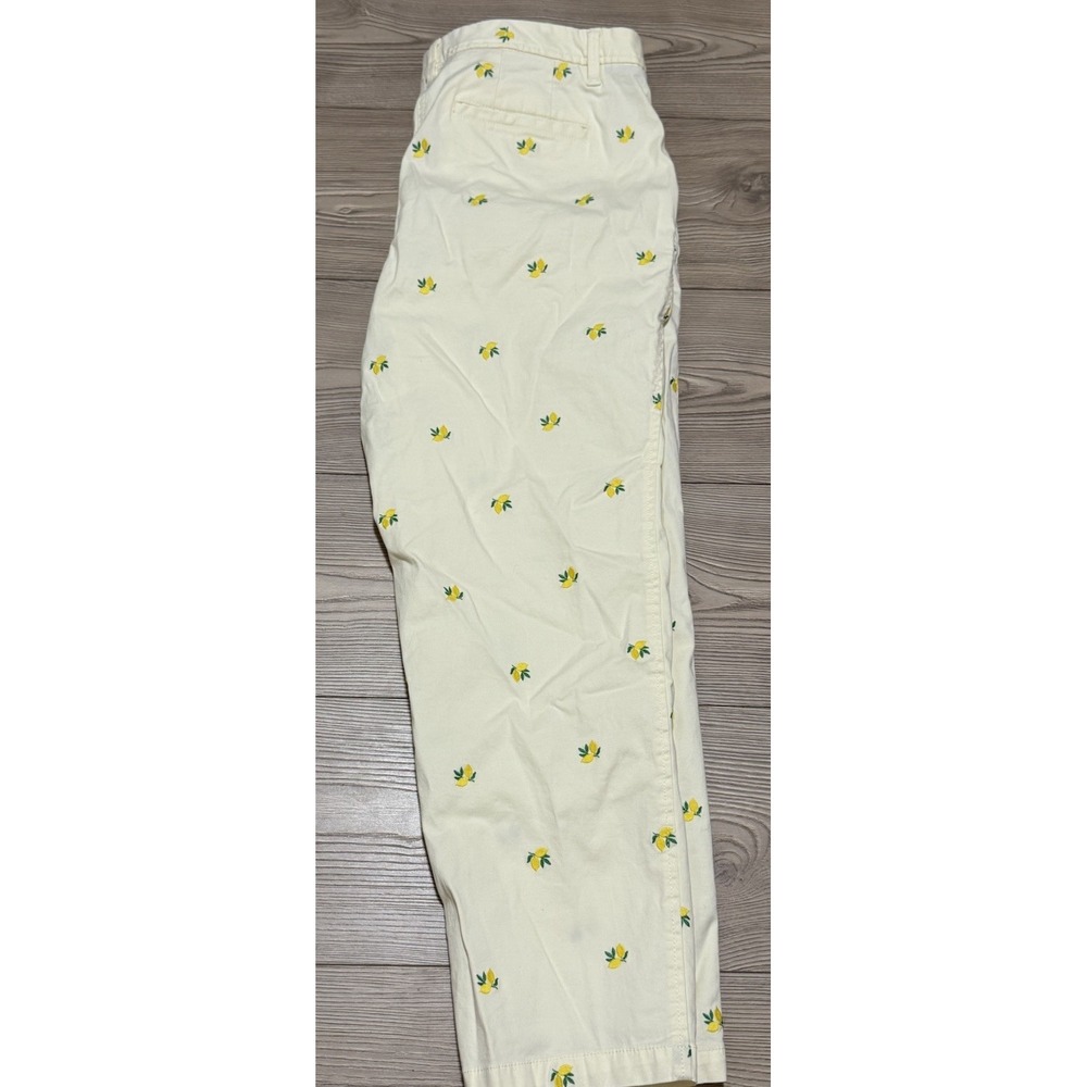 Talbots Relaxed Chino Pants Women's 10P Yellow Lemon Embroidered Stretch Ankle - Picture 4 of 11